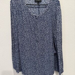Lane Bryant Navy Floral Blouse